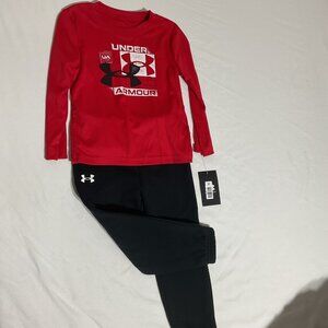 Under Armour Kids Red Long Sleeve & Black Jogger Set